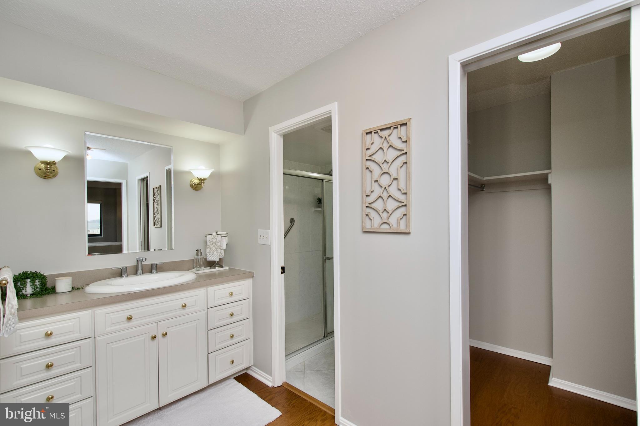 5902 Mt Eagle Drive, Unit 905 Alexandria, VA 22303 - Photo 15 of 55 a spacious bathroom with a double vanity sink and a mirror
