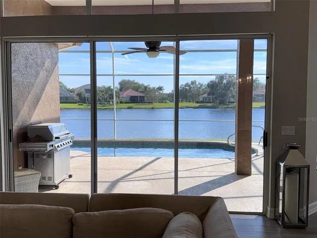 a view of living room with a floor to ceiling window