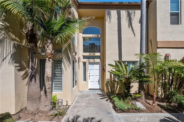 a potted plant sitting in front of a house