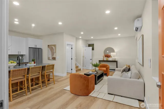 a kitchen with a sink stove and refrigerator