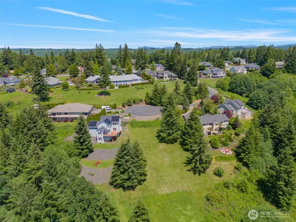 a view of a lake with a city