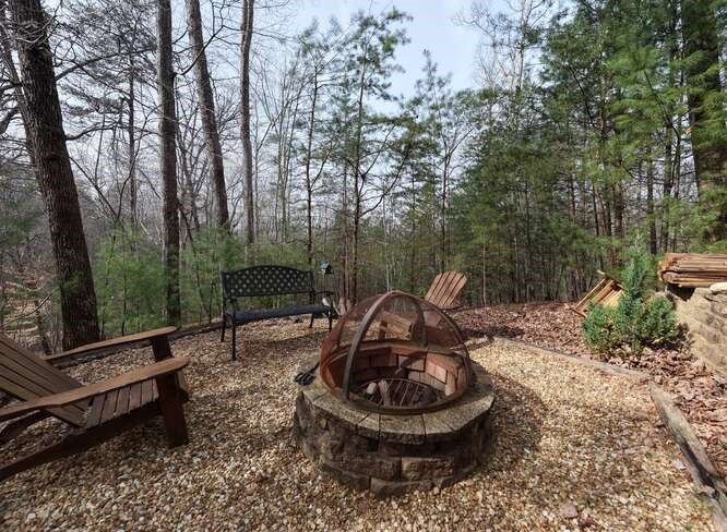 76 Channing Hollow Morganton, GA 30560 - Photo 40 of 47 a backyard of a house with fire pit and outdoor seating