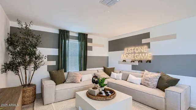 a view of a room with racks on the wall