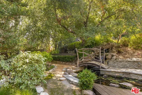 a view of a bench in the garden