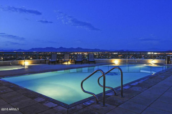 7181 East Camelback Road, Unit 502 Scottsdale, AZ 85251 - Photo 30 of 47 Pool At Evening