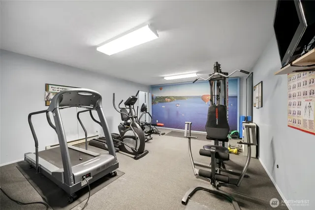 a view of a room with gym equipment