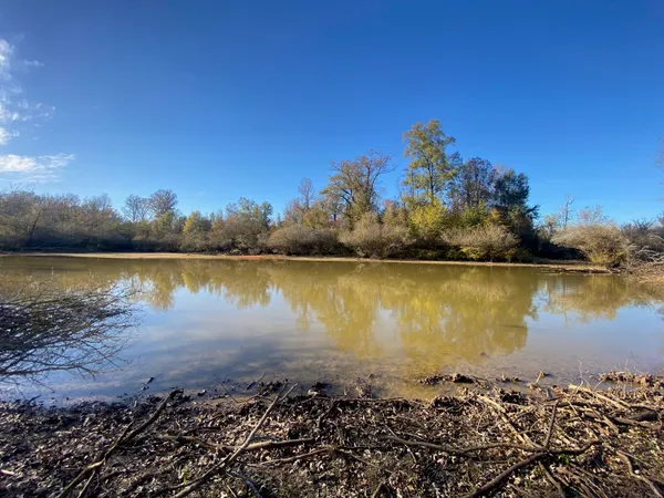 a view of a lake with outside space