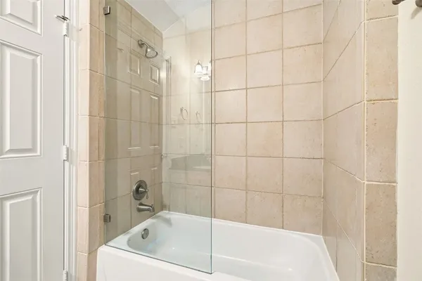 a bathroom with a bathtub
