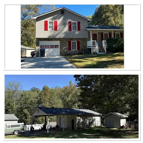 a view of a house with a swimming pool