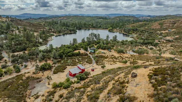 a view of a lake with a mountain in the background