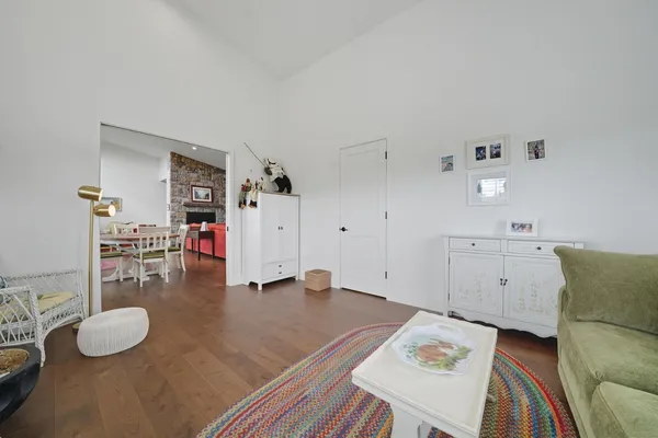 a view of balcony with furniture