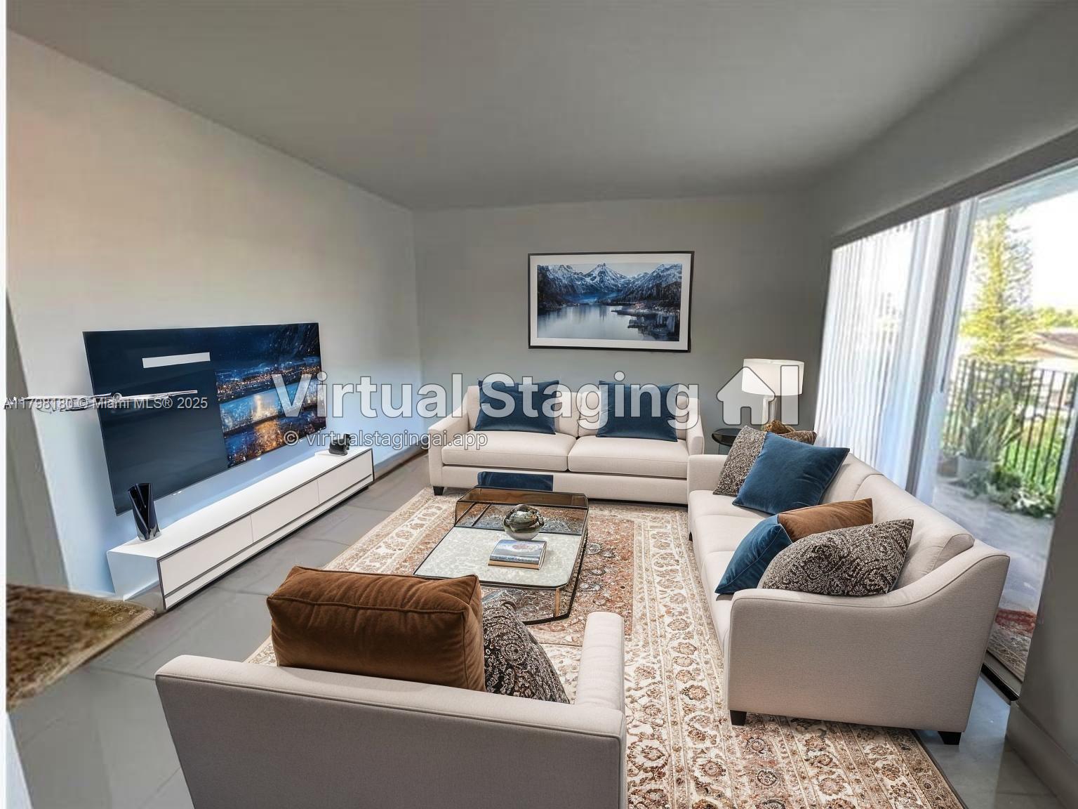 1221 Southwest 122nd Avenue, Unit 401 Miami, FL 33184 - Photo 2 of 22 a living room with furniture and a large window