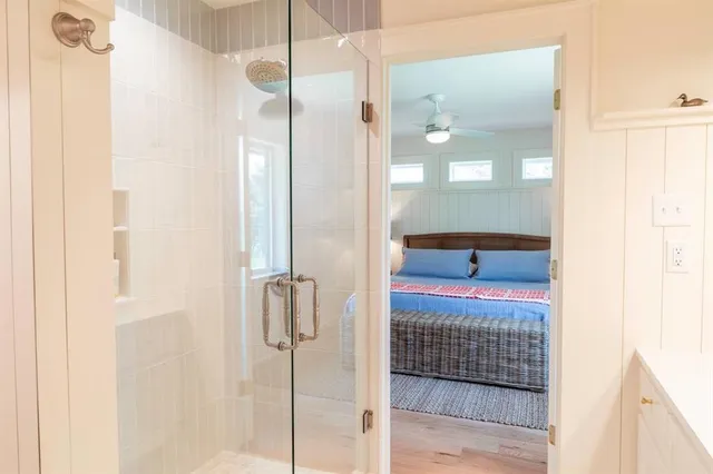 a bathroom with a shower