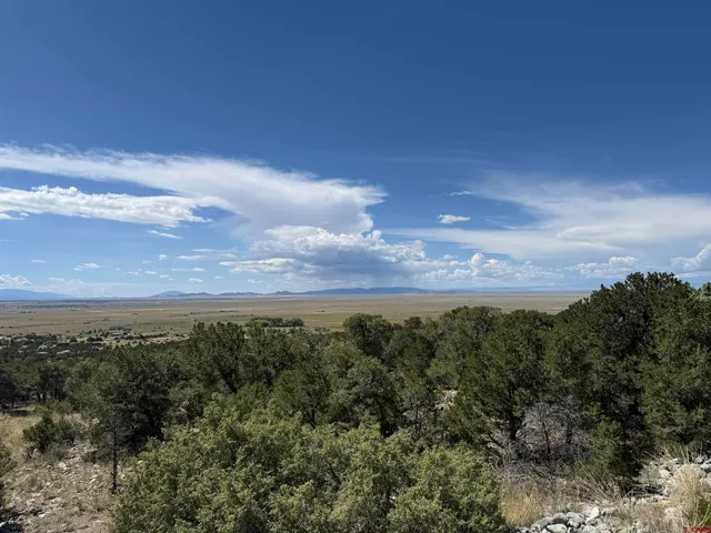 a view of a city and mountains in the background