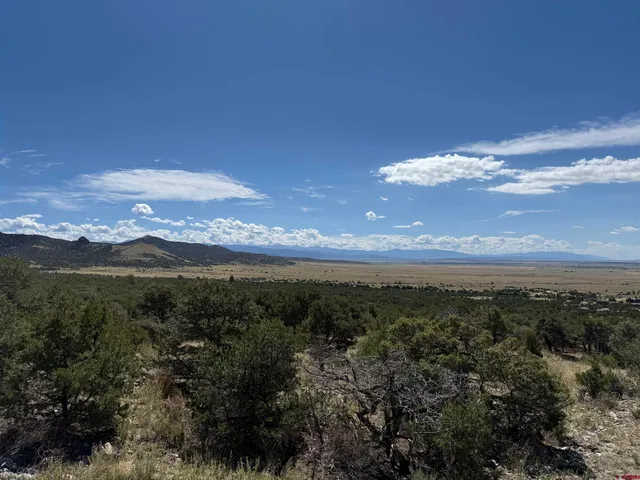 a view of a city with mountains in the background