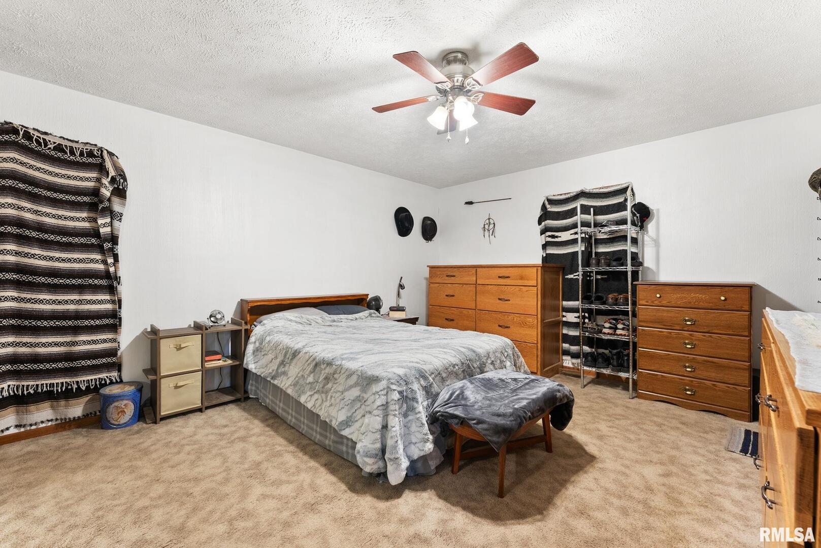 1422 McCloud Road Aledo, IL 61231 - Photo 24 of 44 a bedroom with a bed and a chandelier