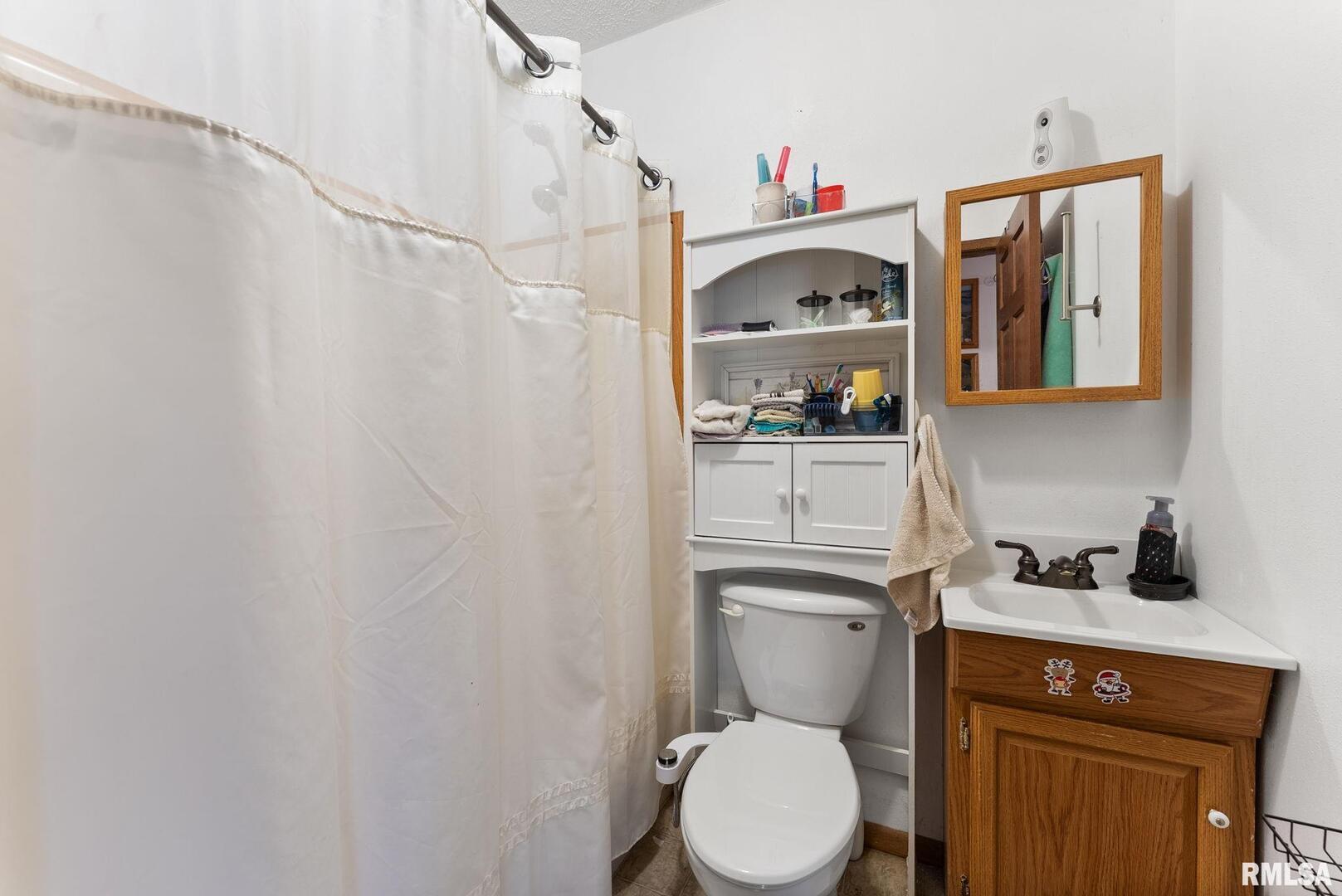 1422 McCloud Road Aledo, IL 61231 - Photo 28 of 44 a bathroom with a toilet a sink and mirror