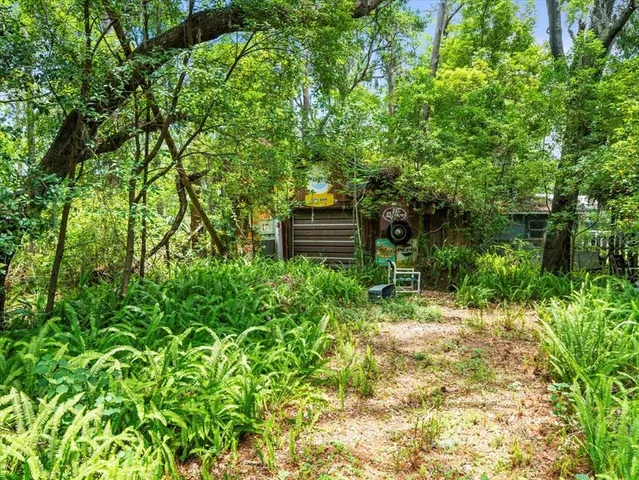 a backyard of a house with lots of green space