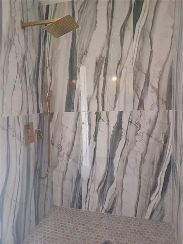 a close view of shower curtain