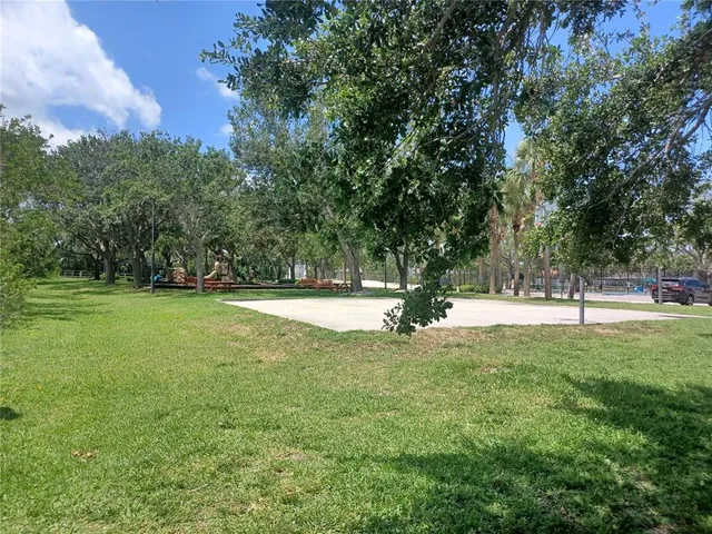 a view of a green yard