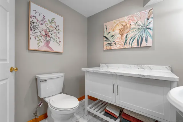 a bathroom with a toilet and a sink