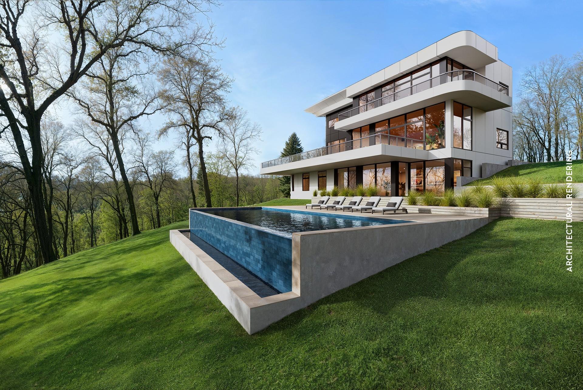 41 Stillwater Road St. James, NY 11780 - Photo 9 of 15 Back of house with an outdoor pool, a balcony, a yard, and a patio area