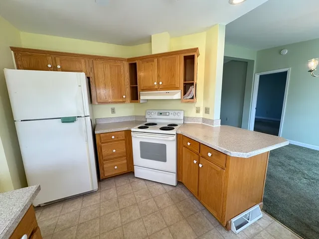 a kitchen with a stove a refrigerator and a sink