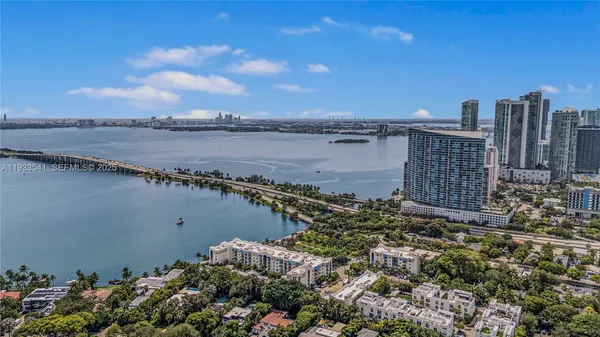 a view of a lake and a city