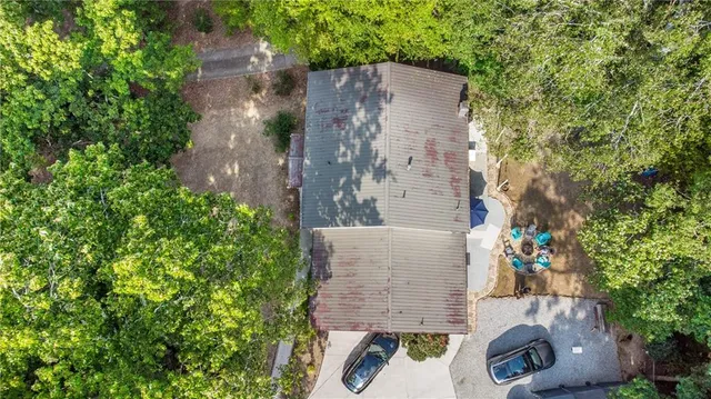 an aerial view of a house