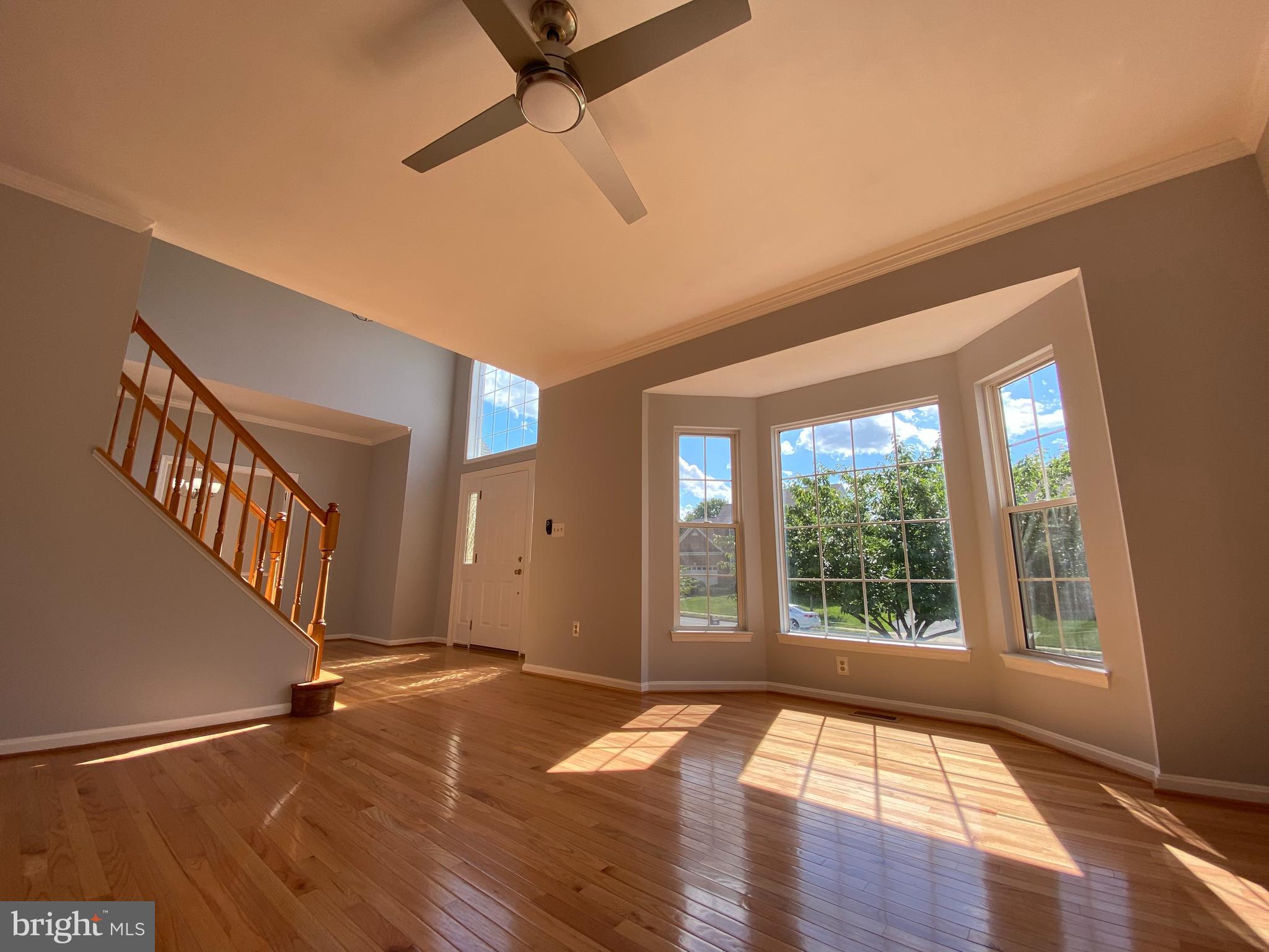 6311 Willowfield Way Springfield, VA 22150 - Photo 14 of 77 Living room with NEW hardwood flooring & fan light
