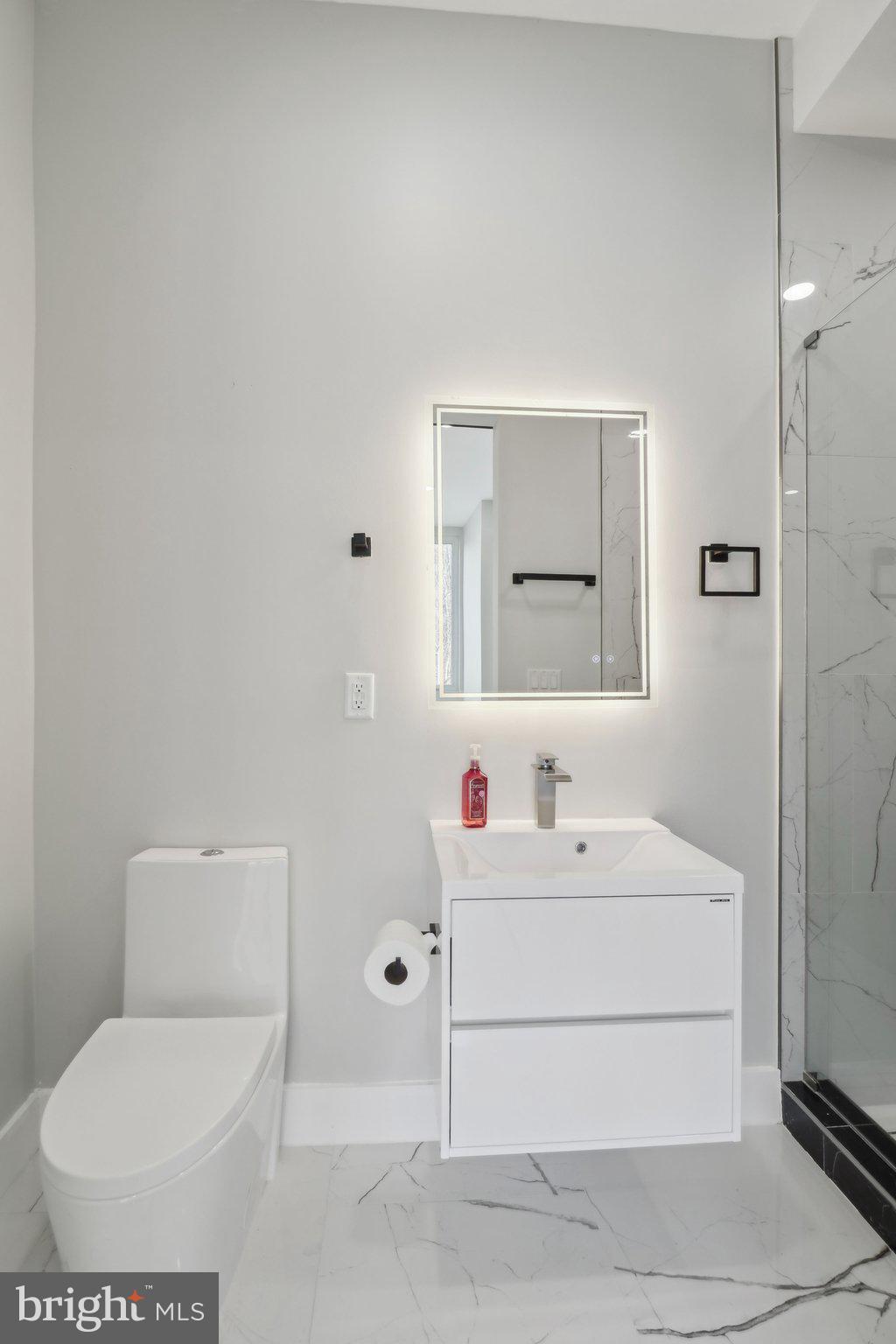 2213 M Street Northeast, Unit 4 Washington, DC 20002 - Photo 29 of 39 a bathroom with a sink toilet and mirror