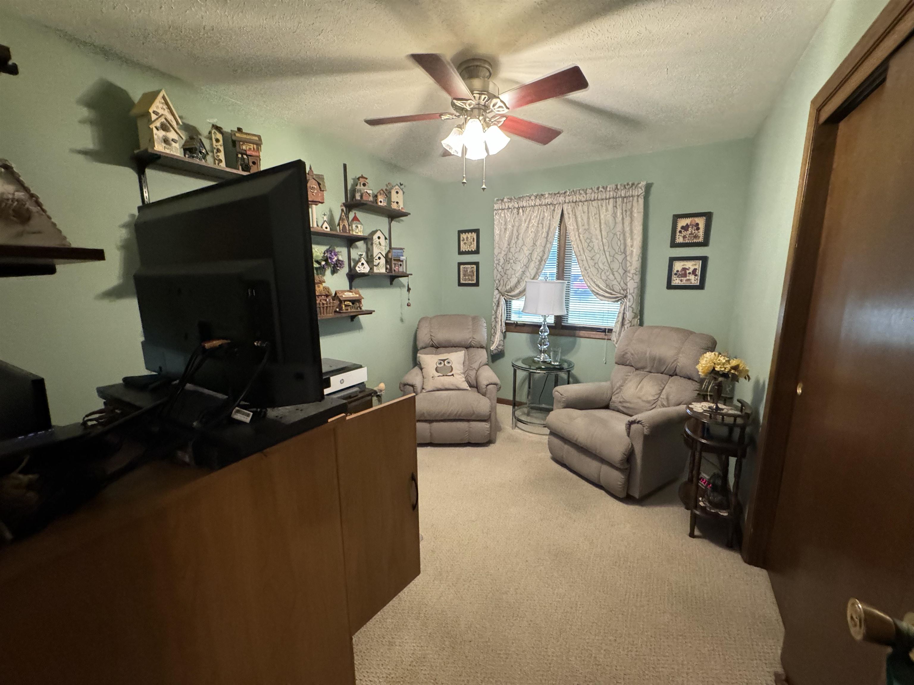 12255 Rae Ann Road Roscoe, IL 61073 - Photo 26 of 37 a living room with furniture a flat screen tv and a fireplace