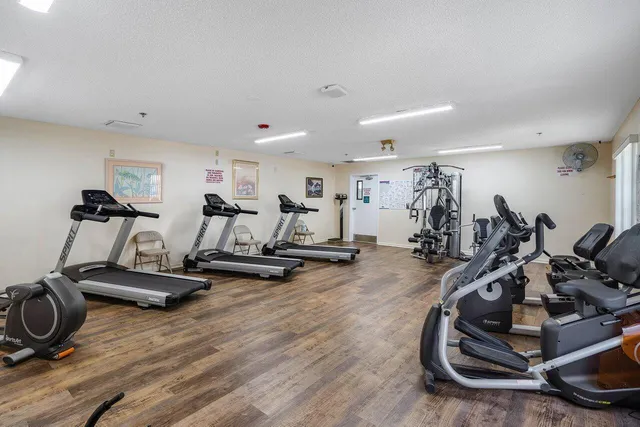 a view of a room with gym equipment