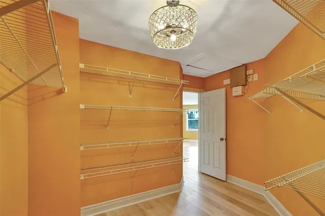 a view of entryway with wooden floor