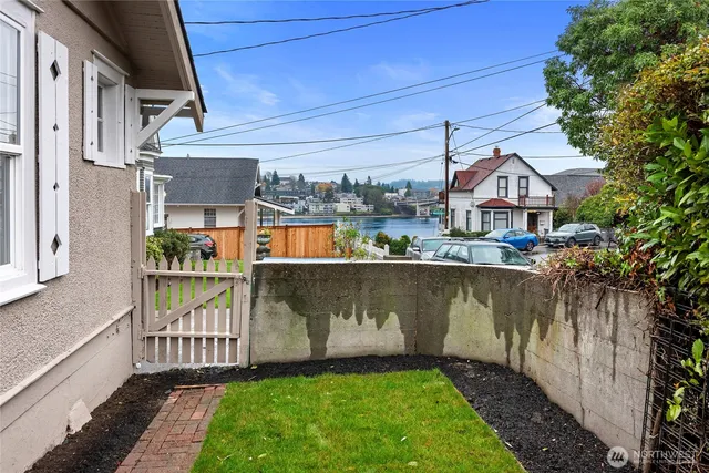 a view of a pathway along a garden