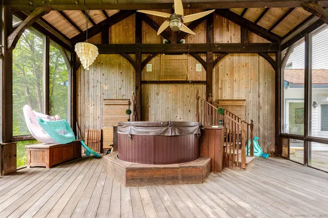 a view of an outdoor space with seating area