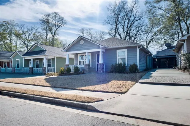 a view of wooden house
