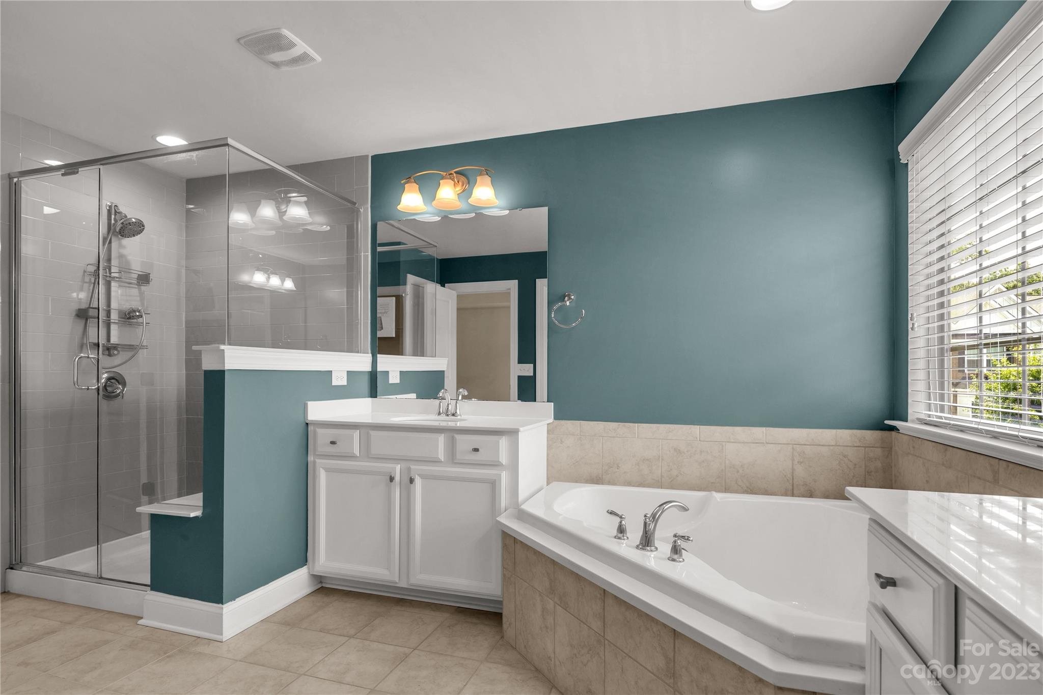 879 Pecan Tree Lane Fort Mill, SC 29715 - Photo 27 of 41 a bathroom with a tub a sink and double vanity