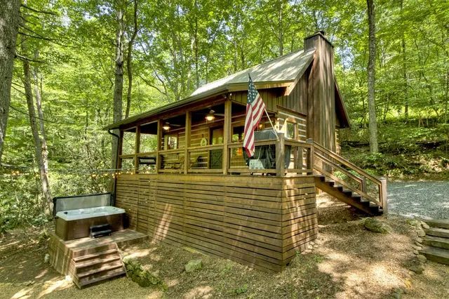 a yellow building with trees in front of it