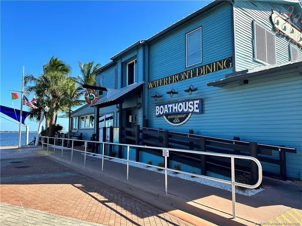 a view of buildings with wooden floor