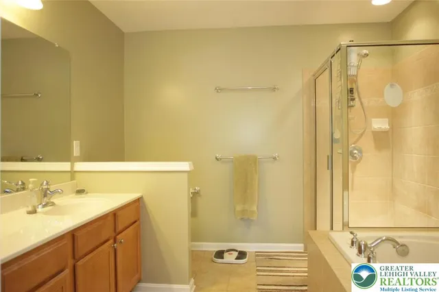 a bathroom with a sink and a shower