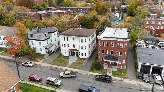 an aerial view of a city