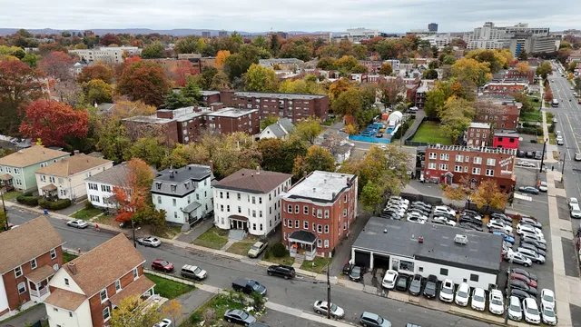 an aerial view of a city
