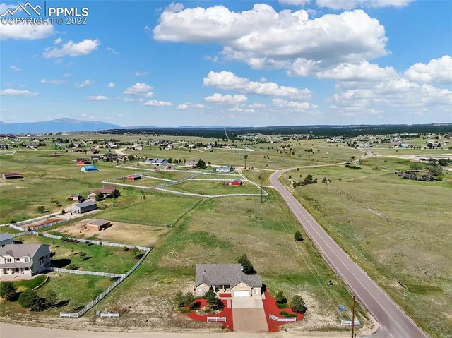 an aerial view of a house