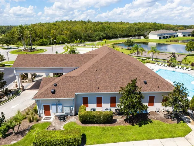 a view of a swimming pool with an ocean