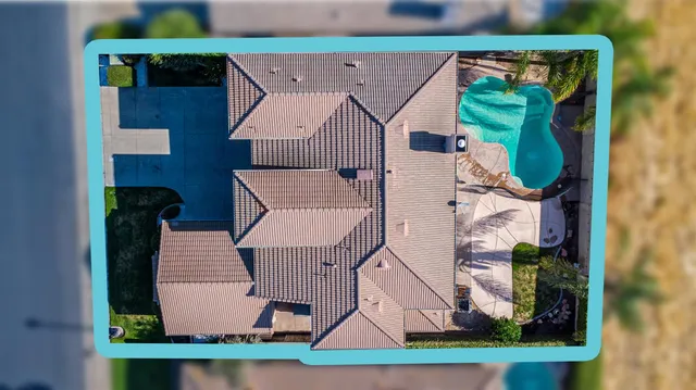an aerial view of a house