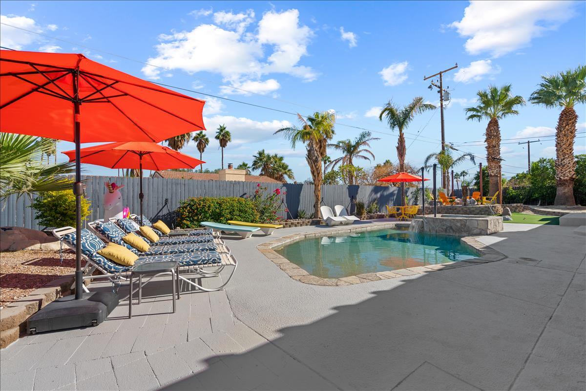 2236 North Victoria Road Palm Springs, CA 92262 - Photo 31 of 40 a view of swimming pool with outdoor seating