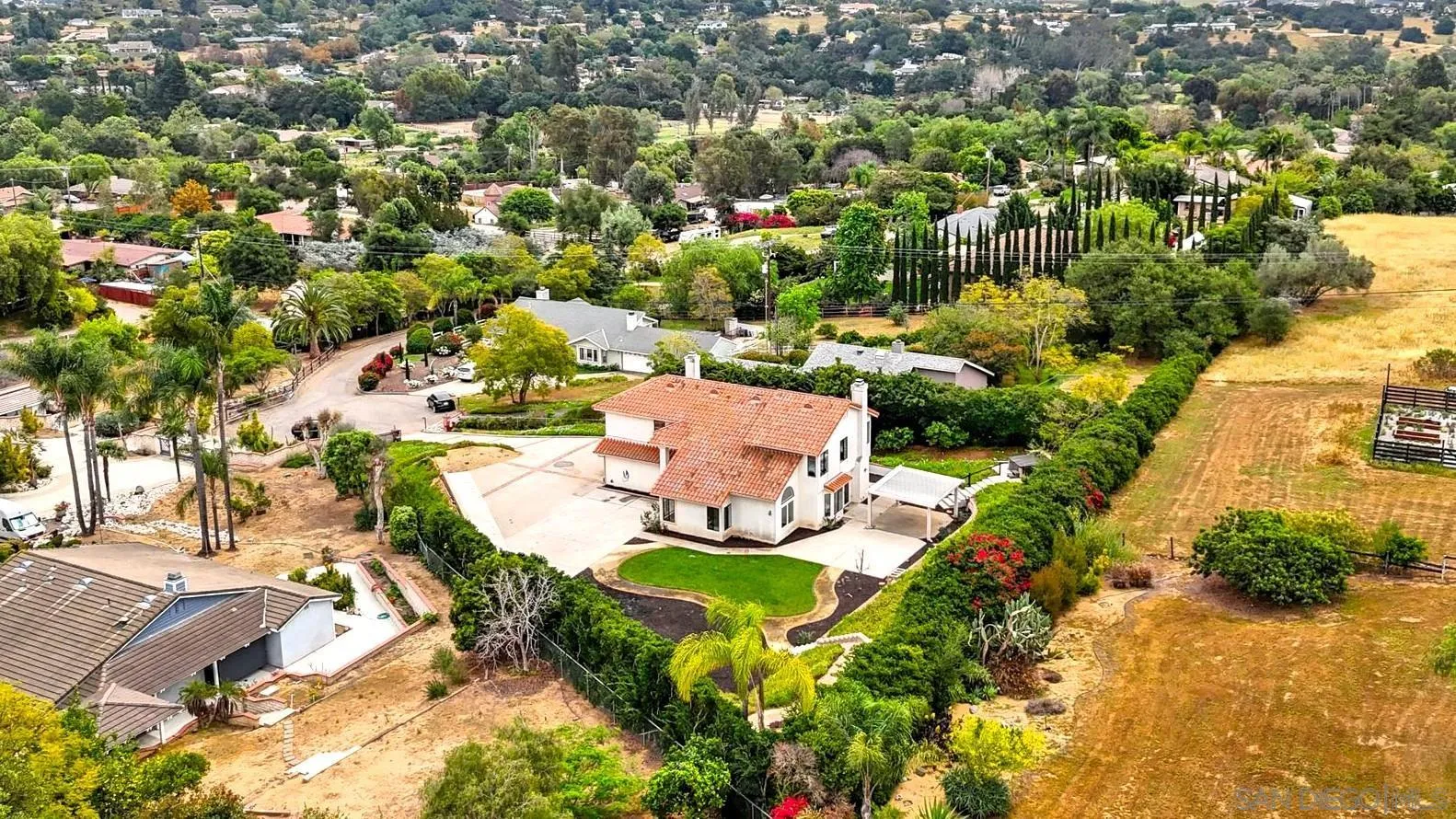 1402 Broken Arrow Lane Fallbrook, CA 92028 - Photo 29 of 34 an aerial view of a house with yard swimming pool and lake view