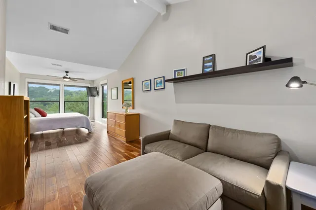 a living room with furniture