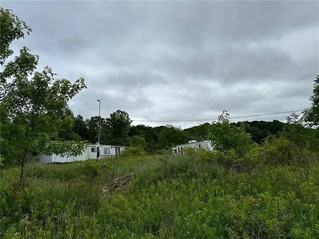 a view of a city & lush green forest